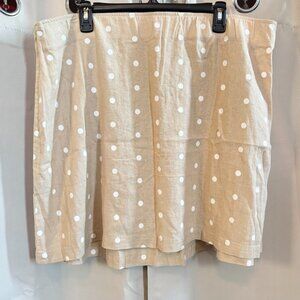 Old Navy Mini Skirt Size 2X Beige Linen Blend Polka Dot Retro Boho Retro 18852
